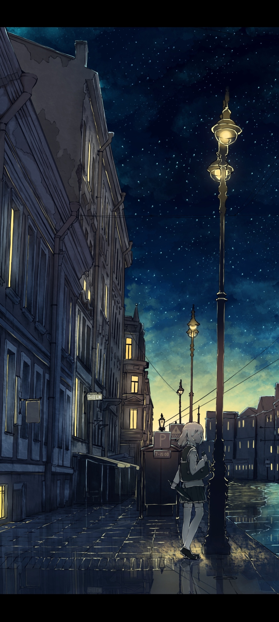 Anime Night Phone Wallpaper by Jeff_LN