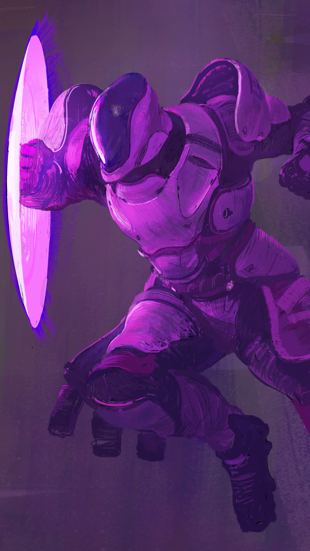 Destiny 2 game character in a dynamic pose with a glowing shield, perfect for a mobile phone wallpaper.