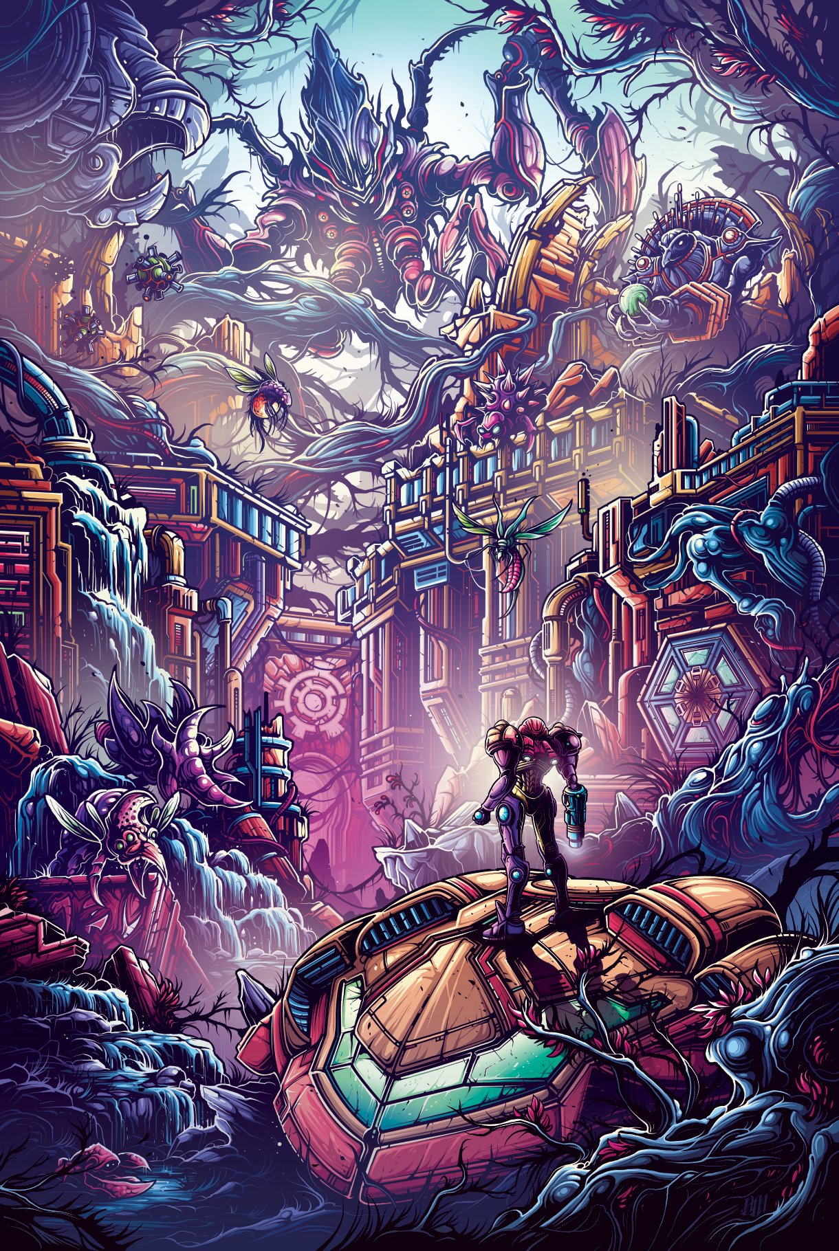 Metroid Prime Phone Wallpaper by Dan Mumford