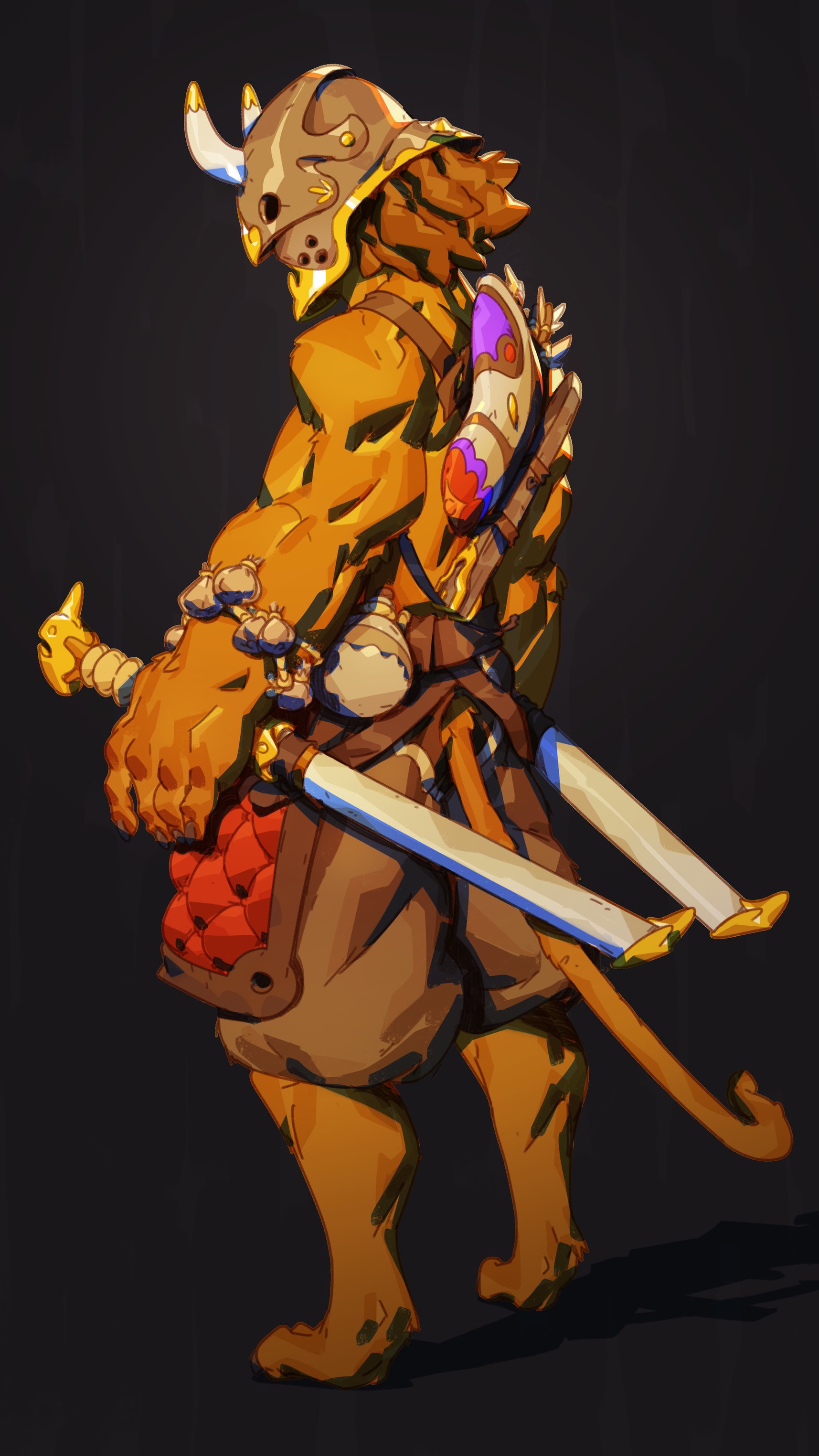 Fantasy creature warrior illustration for phone wallpaper.