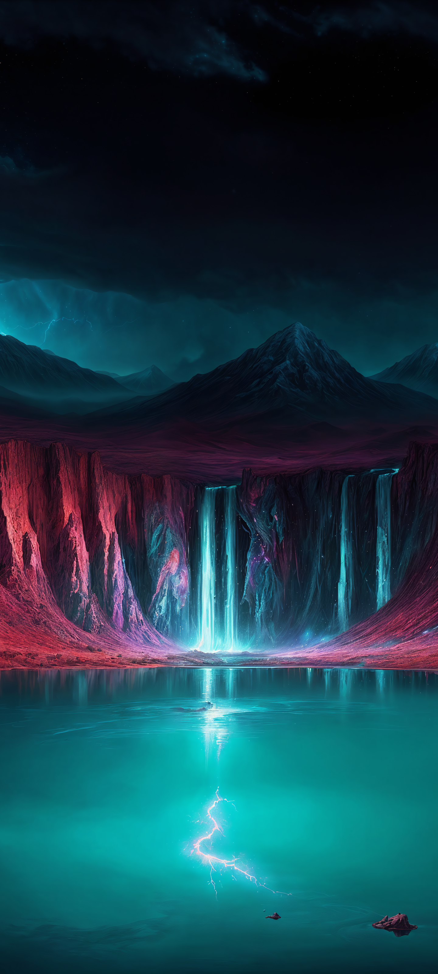 Artistic Waterfall Phone Wallpaper by DarkMasterAI