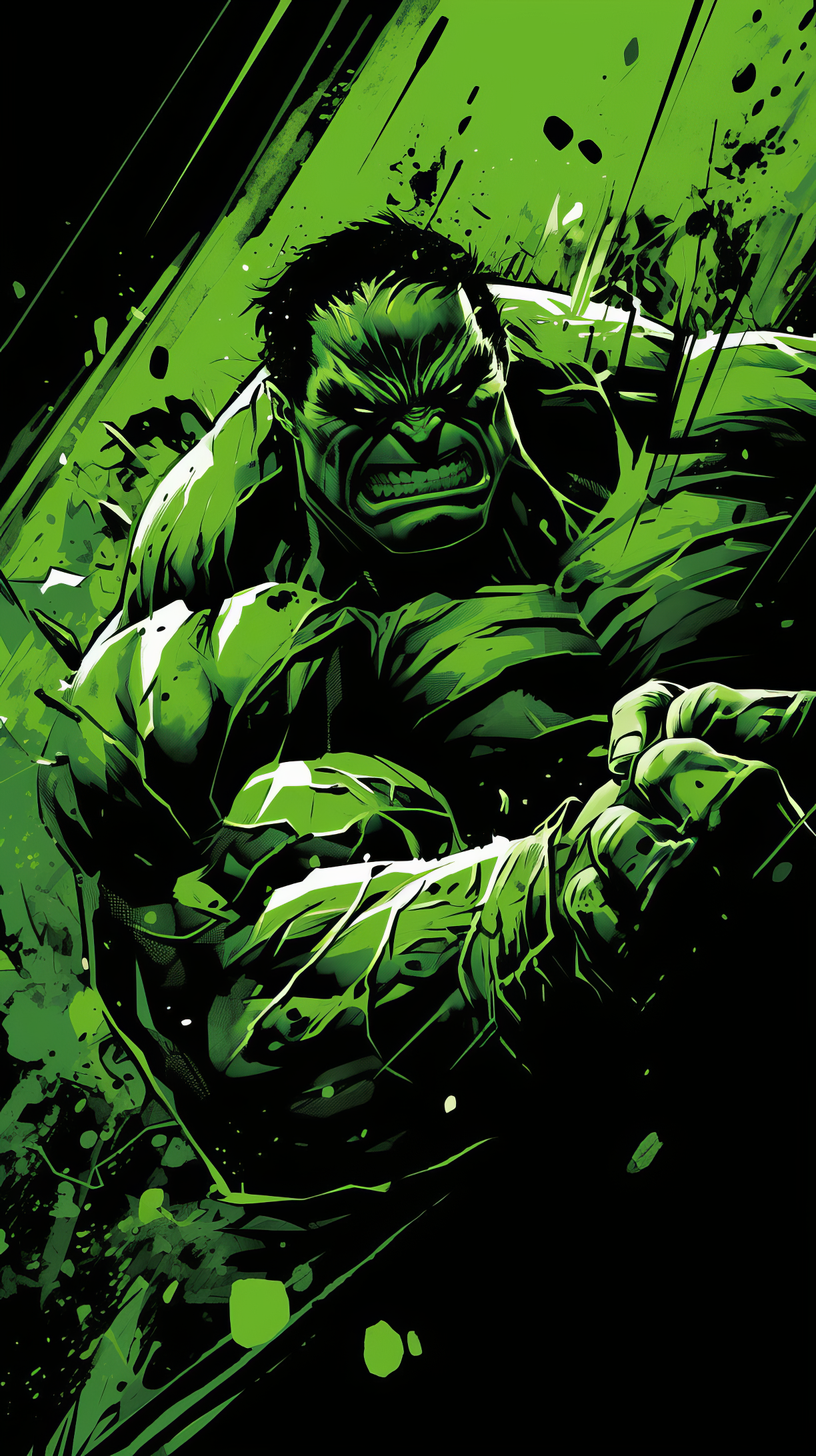 Dynamic Hulk wallpaper showcasing the superhero in action, ideal for phone screens.