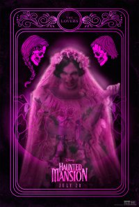 Alt-text: Haunted Mansion themed phone wallpaper featuring a ghostly figure with ornate frame design in purple hues.