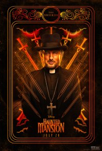 Haunted Mansion themed phone wallpaper featuring a stylized priest character design, suitable for Owen Wilson fans.