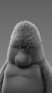 Animated gorilla with an intense gaze, ideal as a party animals-themed phone wallpaper.