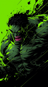 Dynamic Hulk phone wallpaper with a vivid green color theme, ideal for superhero fans.
