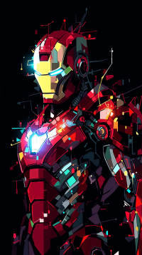 Stylized Iron Man digital artwork perfect for a phone wallpaper, featuring vibrant colors and an abstract design.