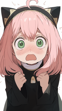 Anya Forger from Spy x Family anime with surprised expression, perfect for phone wallpaper.
