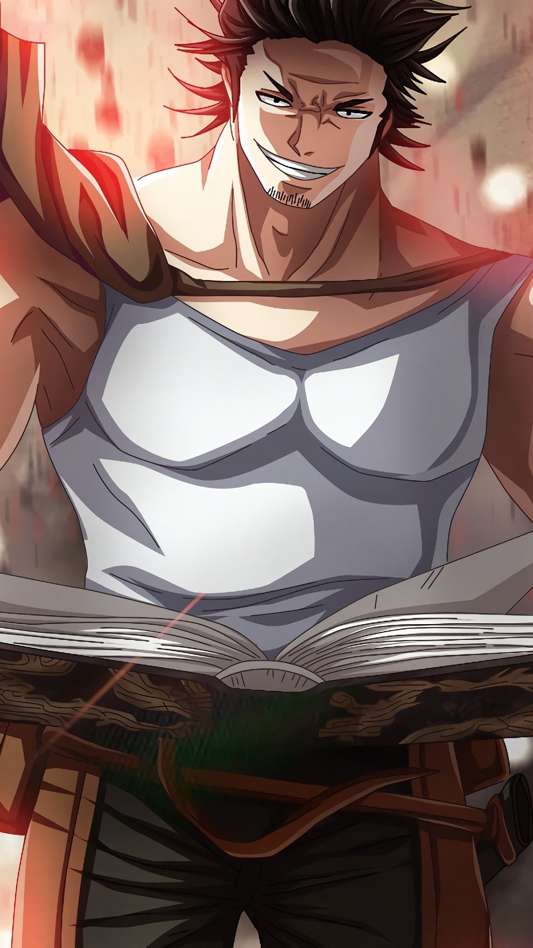 Phone wallpaper featuring an intense character from the anime Black Clover, captured with dynamic lighting and vibrant colors for iPhone and Android displays.