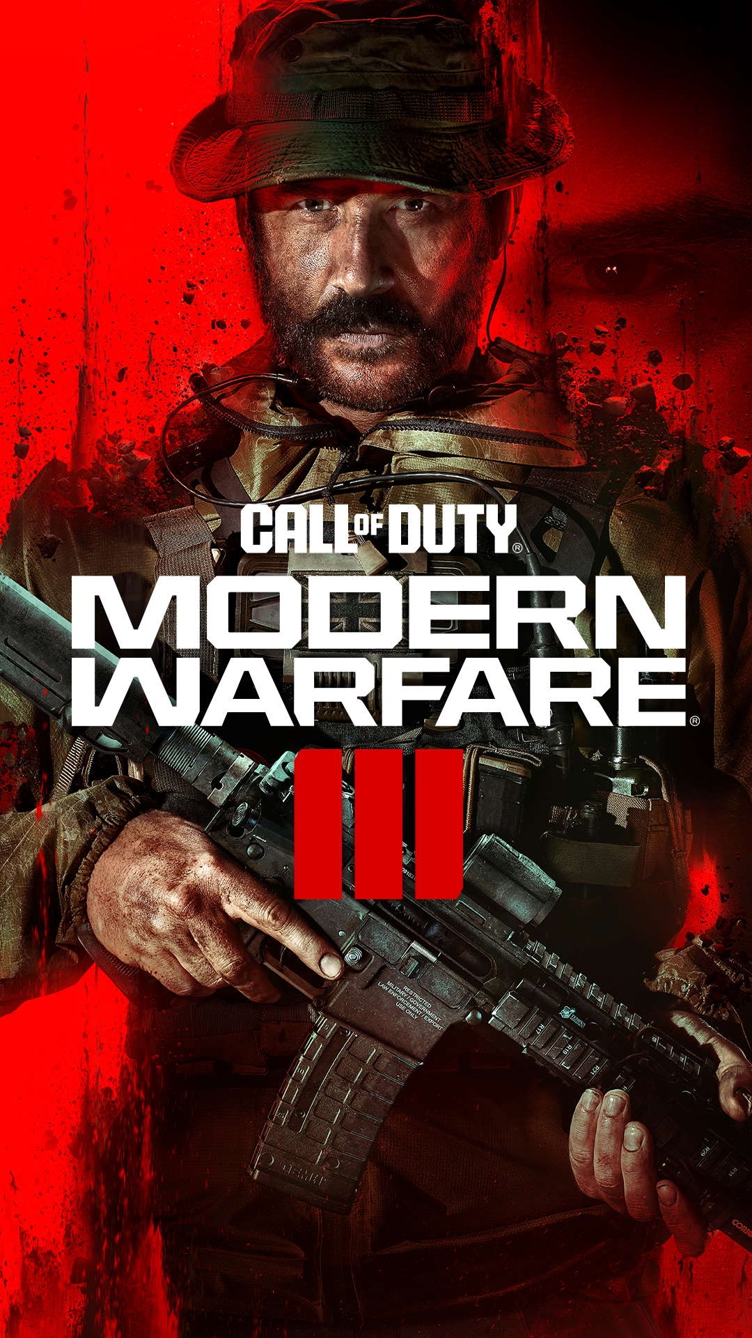 Call of Duty: Modern Warfare III promotional phone wallpaper featuring a soldier with a firearm.