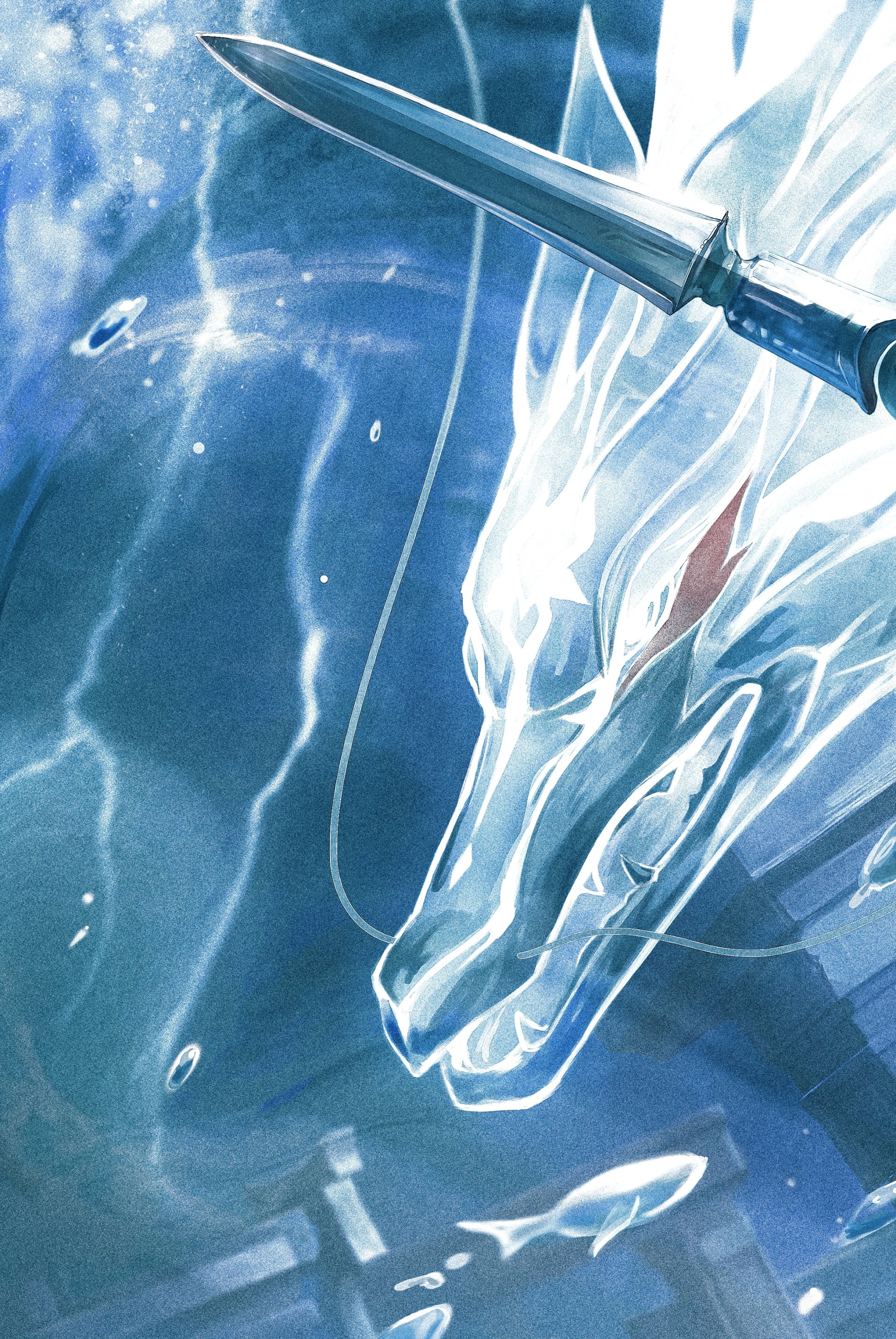 Phone wallpaper from the video game Honkai: Star Rail featuring a glowing dragon and a hand holding a sword under water, designed for use on iPhones and Android devices.