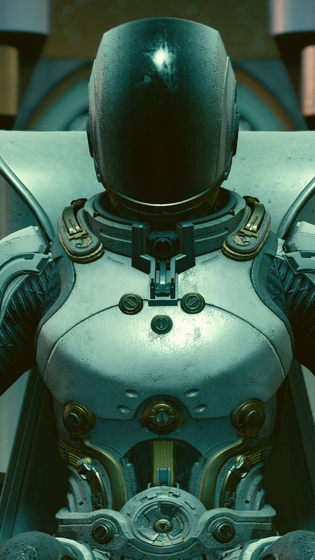 Space-themed phone wallpaper featuring a detailed astronaut suit against a starry backdrop.