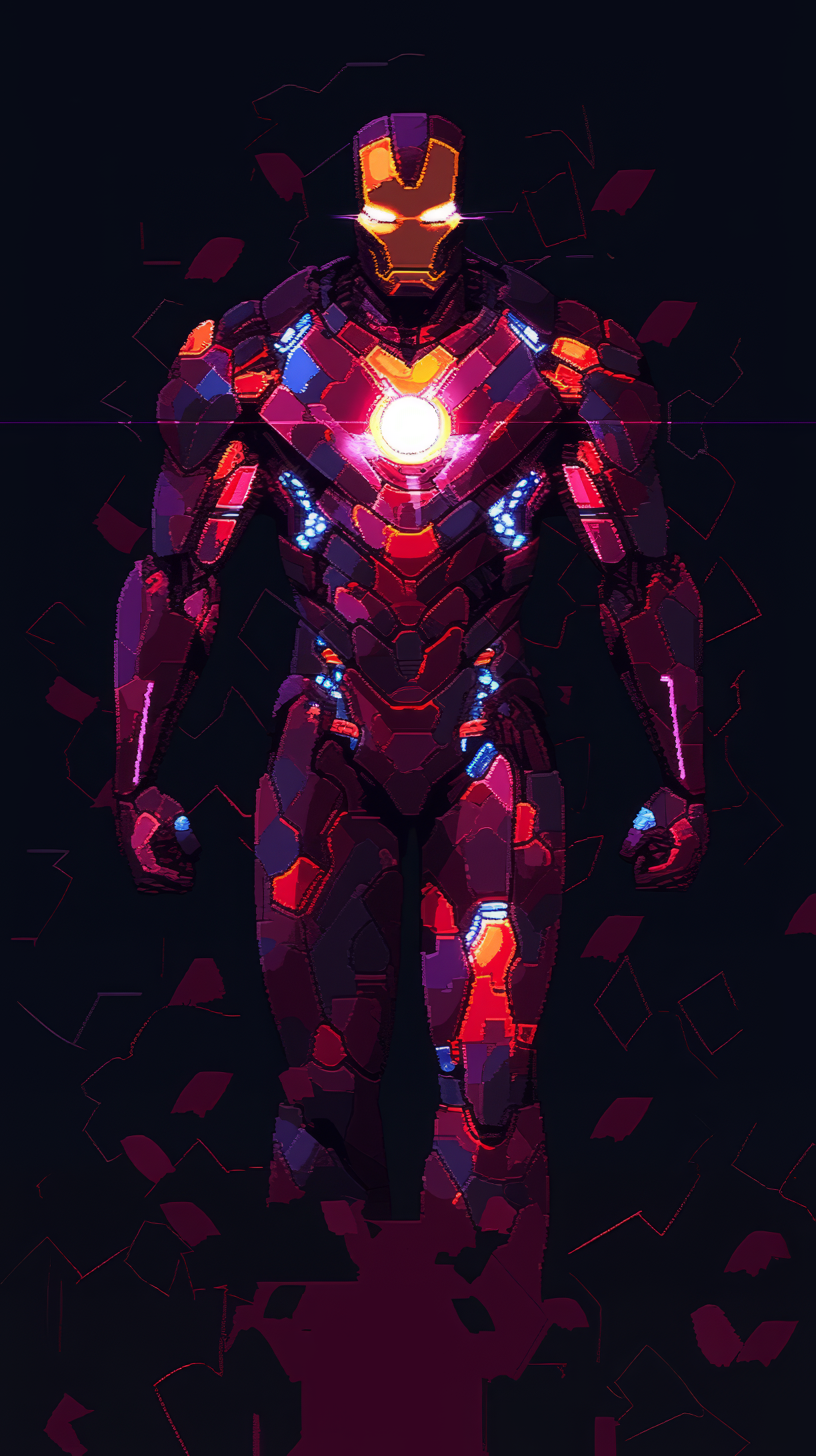 Iron Man geometric art style phone wallpaper