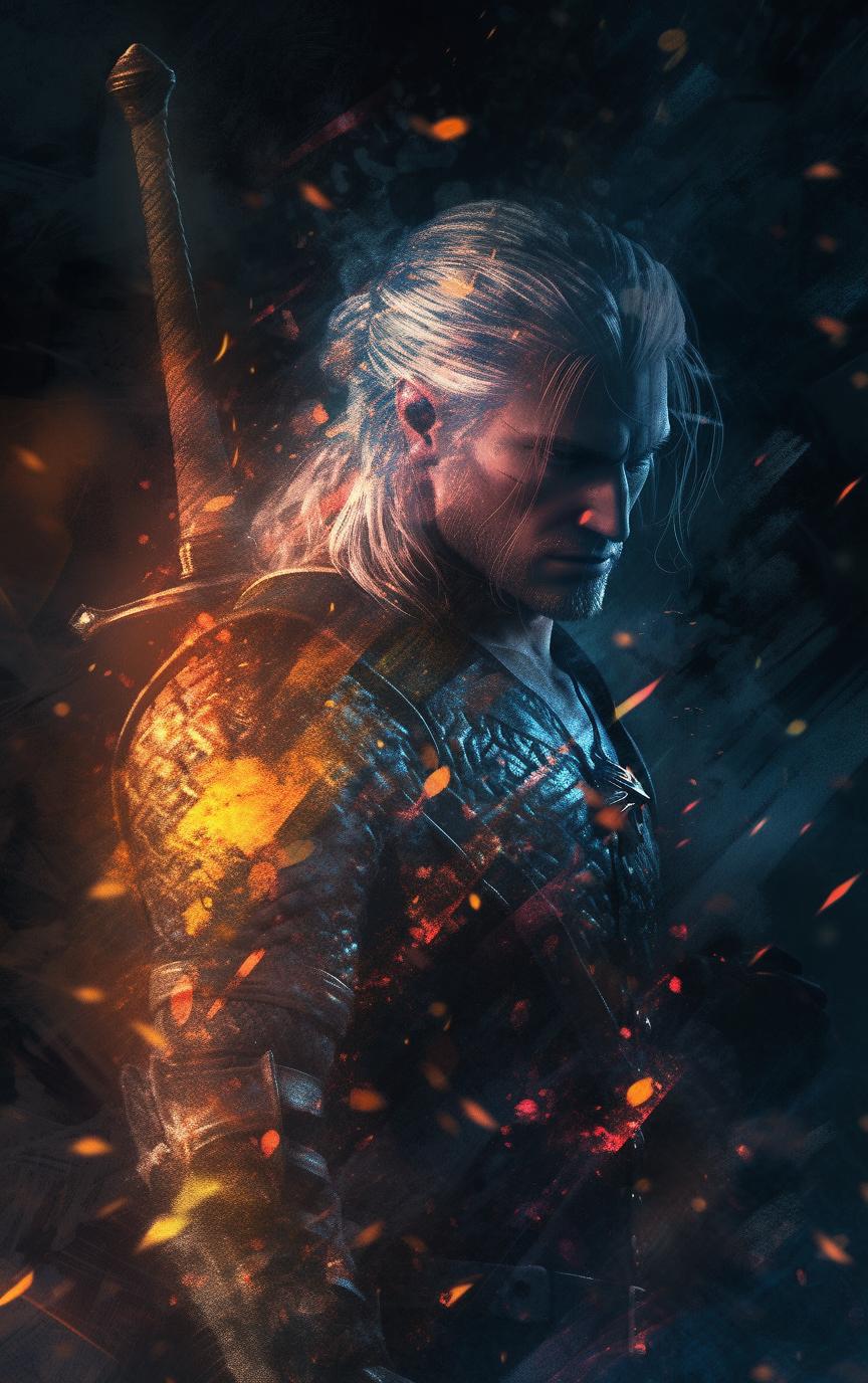 Download Geralt Of Rivia The Witcher AI Art Video Game The Witcher 3: Wild Hunt Phone Wallpaper