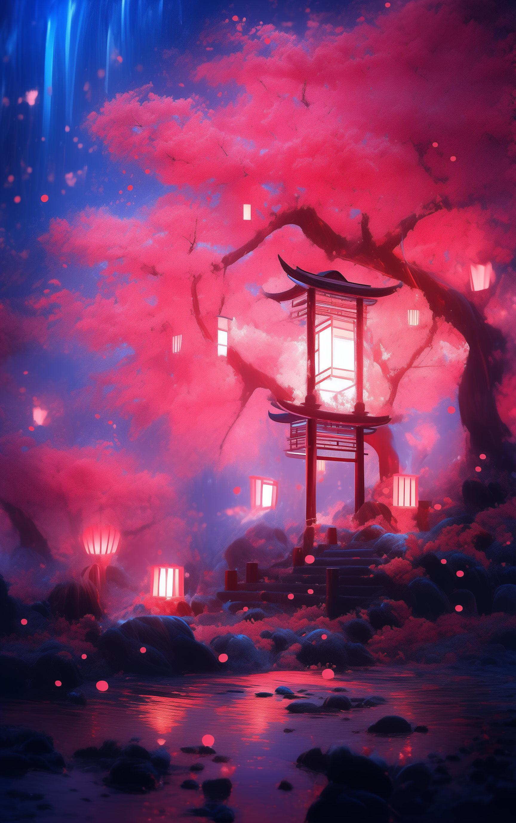 Download Cherry Blossom Japan AI Art Phone Wallpaper