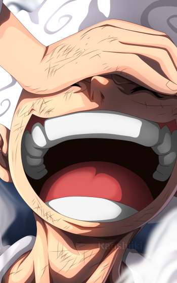 Phone wallpaper featuring a close-up anime-style image from One Piece, showcasing expressive emotion with vibrant colors, designed for iPhone and Android displays.