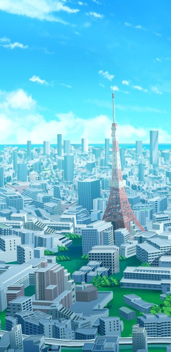 Anime city Phone Wallpaper