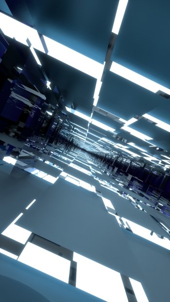  3d Bright Blue Tiled Tunnels