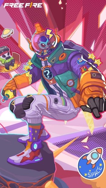 Garena Free Fire stylized character wallpaper for mobile with vibrant colors and futuristic design.