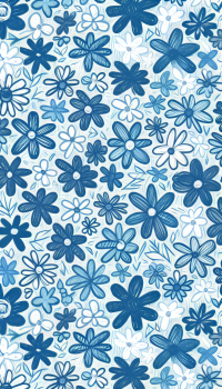 Blue floral pattern phone wallpaper with various shades of blue flowers ideal for smartphone background.