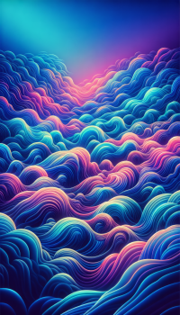 Abstract wave pattern phone wallpaper with gradient of blue to pink hues.