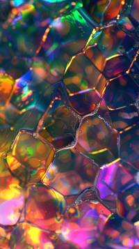 Colorful artistic honeycomb pattern phone wallpaper.