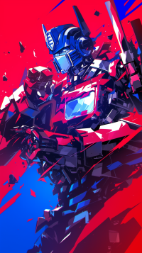 Vibrant phone wallpaper featuring the iconic Transformers character Optimus Prime in dynamic red and blue colors.
