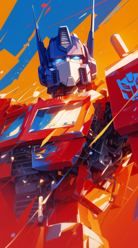 Vibrant Transformers Optimus Prime wallpaper for mobile phones with dynamic angular art style.