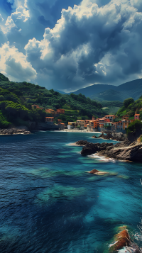 Scenic view of Italian coast with azure sea perfect for phone wallpaper