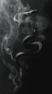 Elegant black snake wallpaper with smoke effect for smartphone screens.