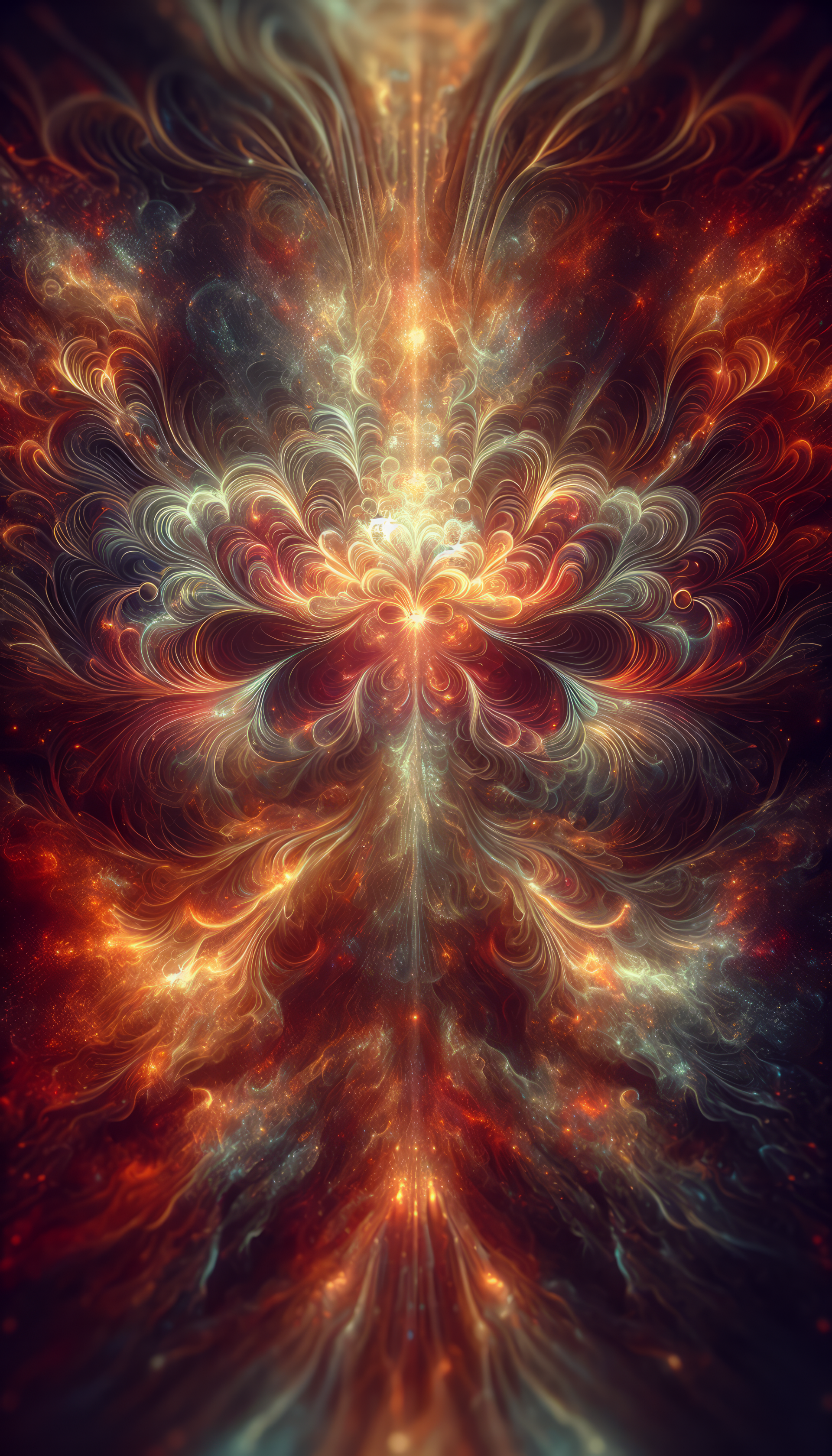 Abstract fiery fractal art for phone wallpaper.
