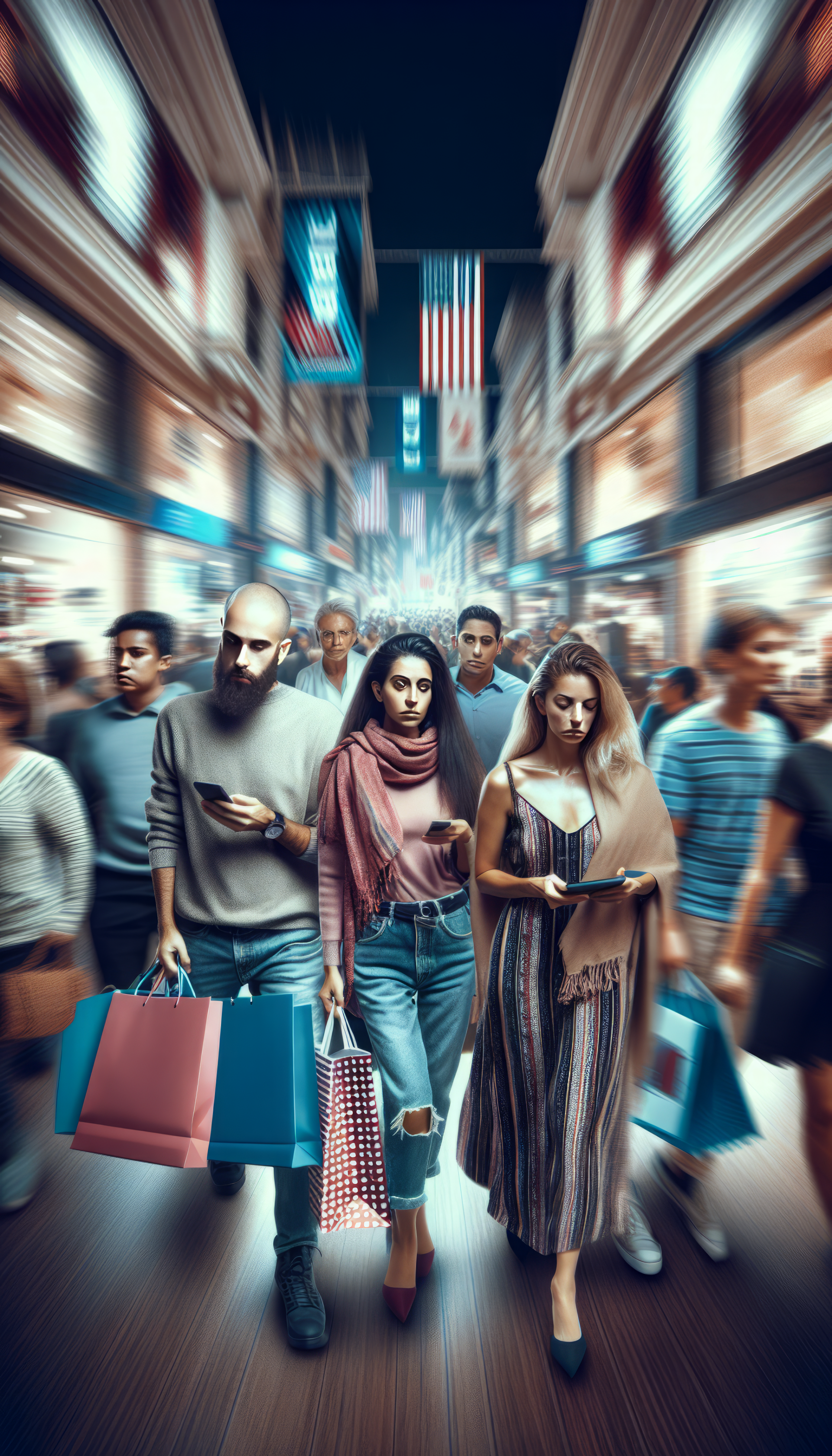 Black Friday shopping crowd on a bustling street for phone wallpaper