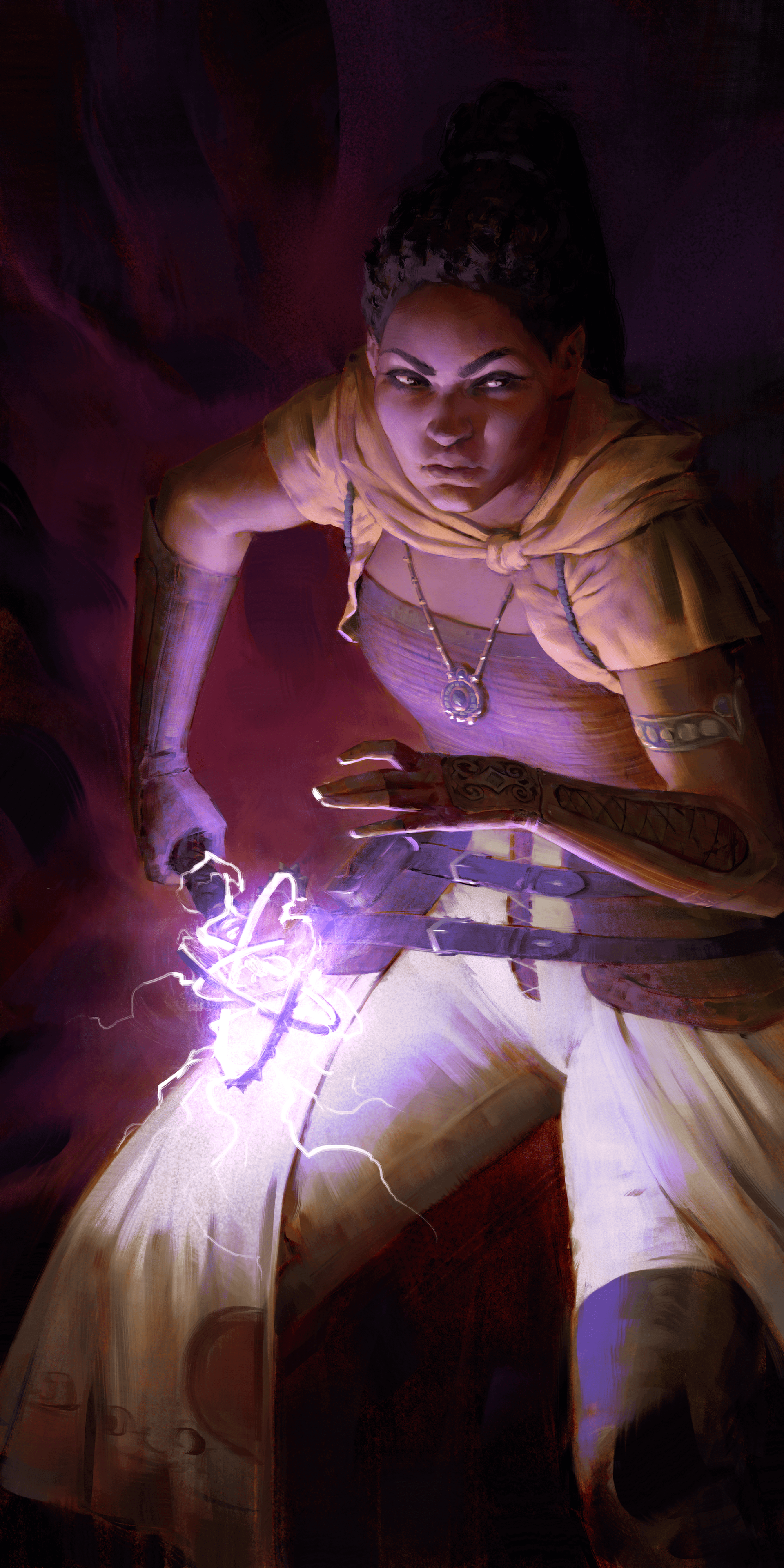 A powerful mage from the video game Avowed conjures a spell, surrounded by dark hues, making for an enchanting phone wallpaper filled with magic and intensity.