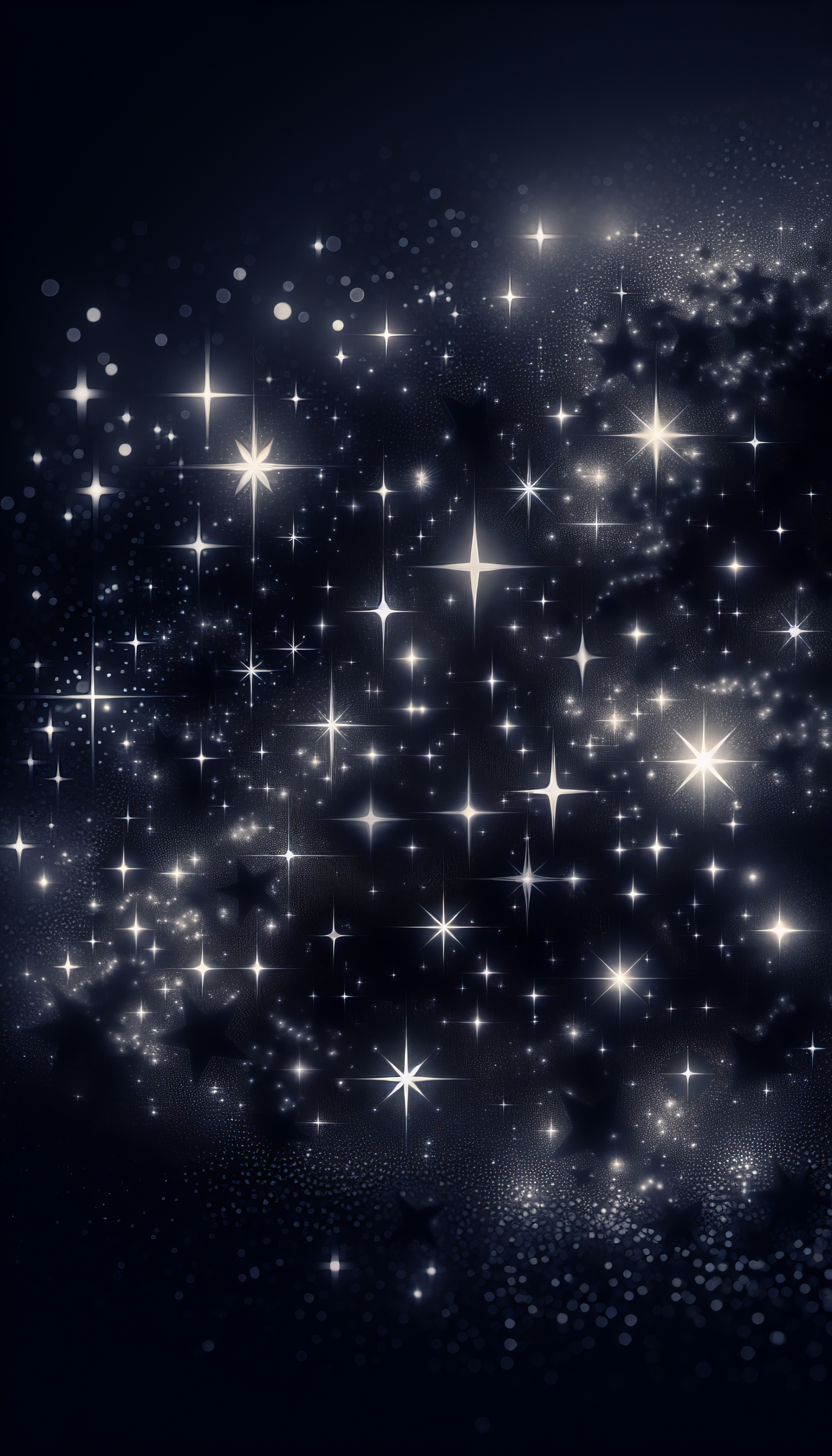 A mesmerizing phone wallpaper featuring a dark background illuminated by countless sparkling stars, creating a captivating cosmic ambiance.
