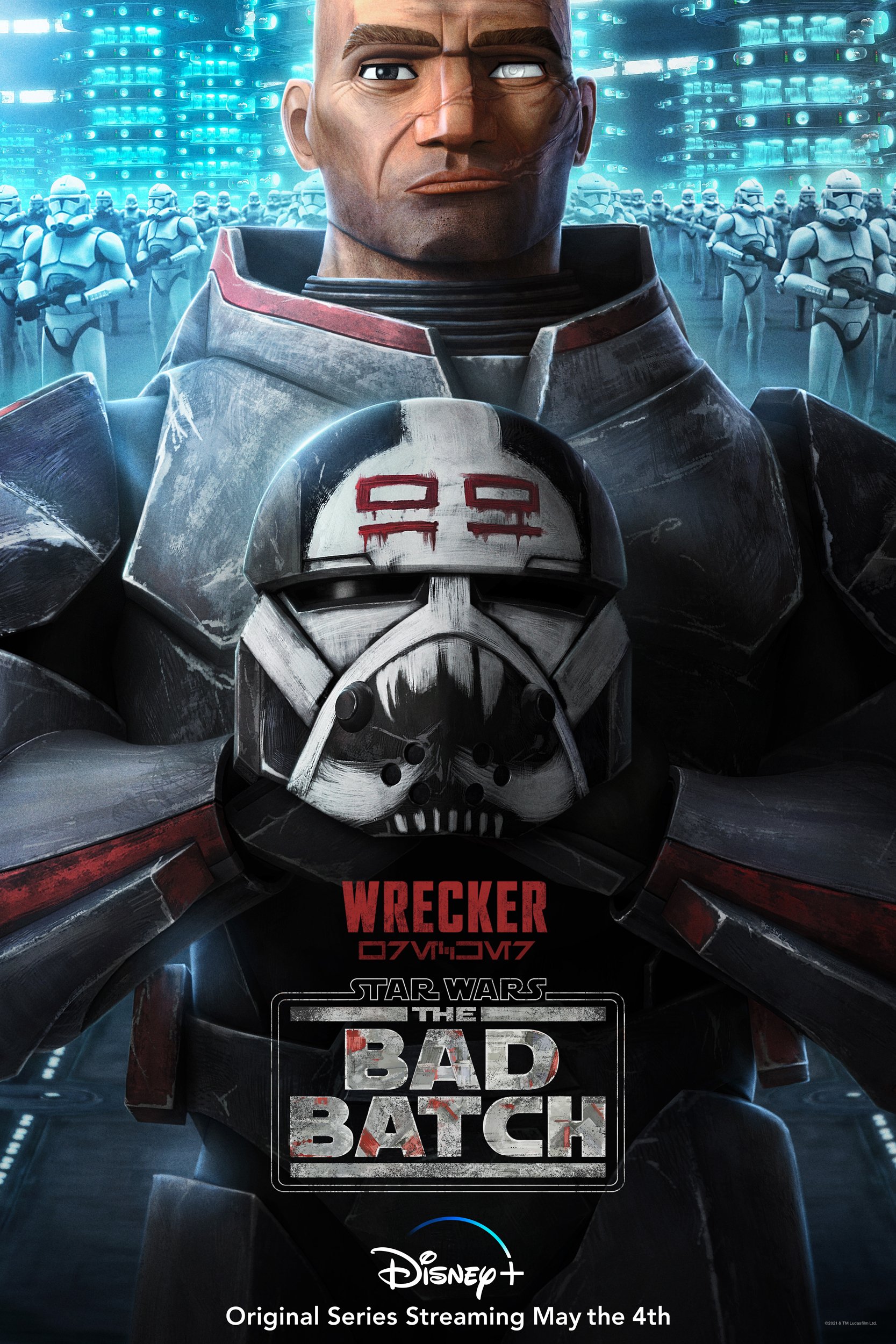 Star Wars: The Bad Batch TV show wallpaper featuring the character Wrecker on Disney+ promotional material.