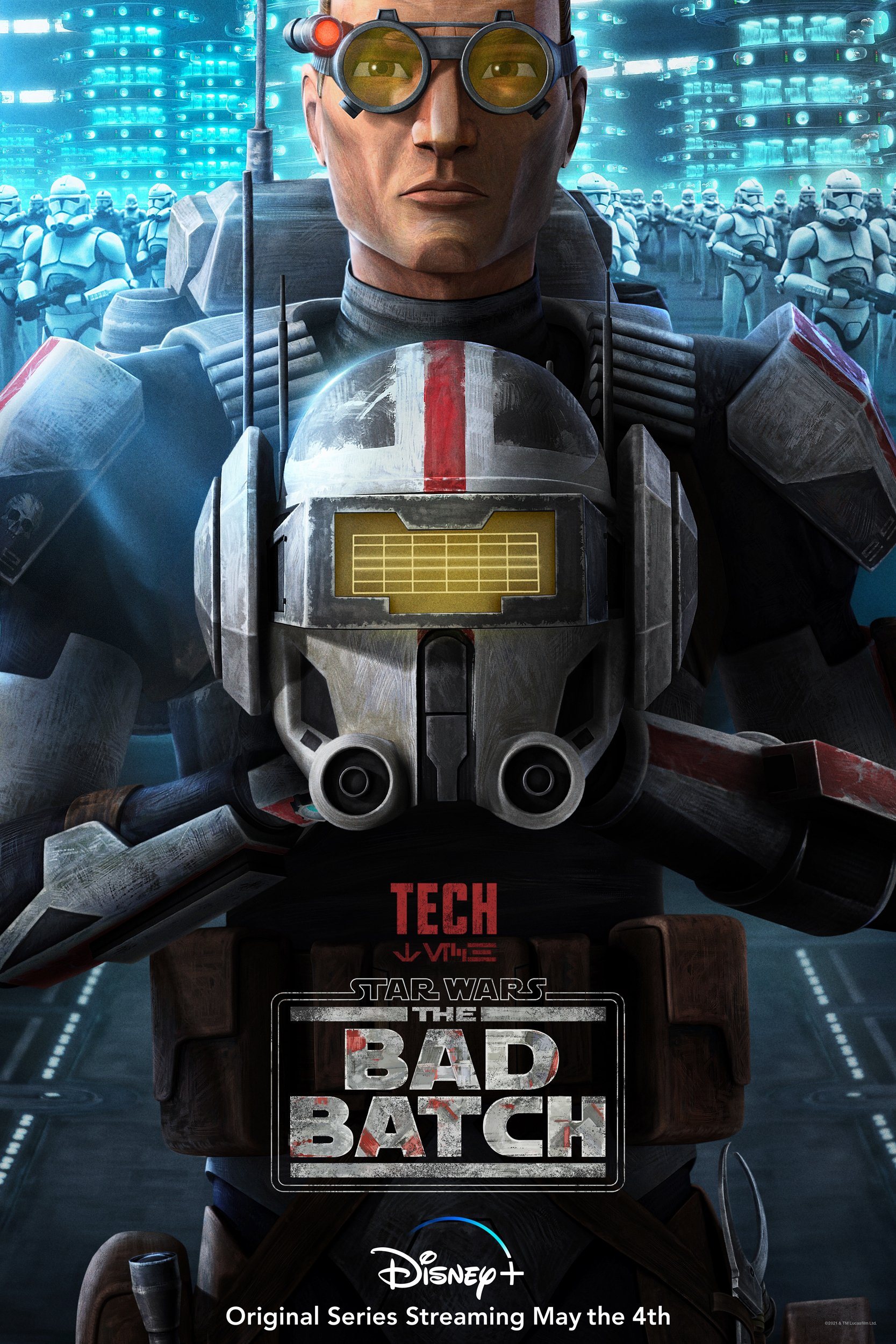 Tech from Star Wars: The Bad Batch animated series, featured on a Disney+ promotional phone wallpaper.