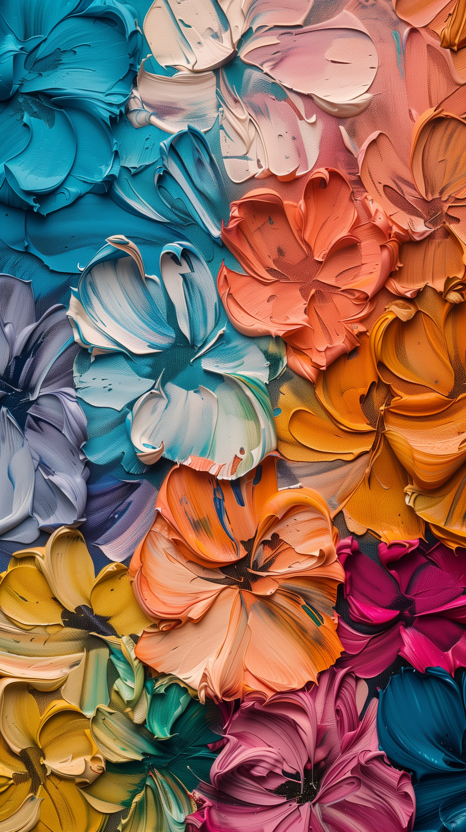 Colorful floral paint texture phone wallpaper.