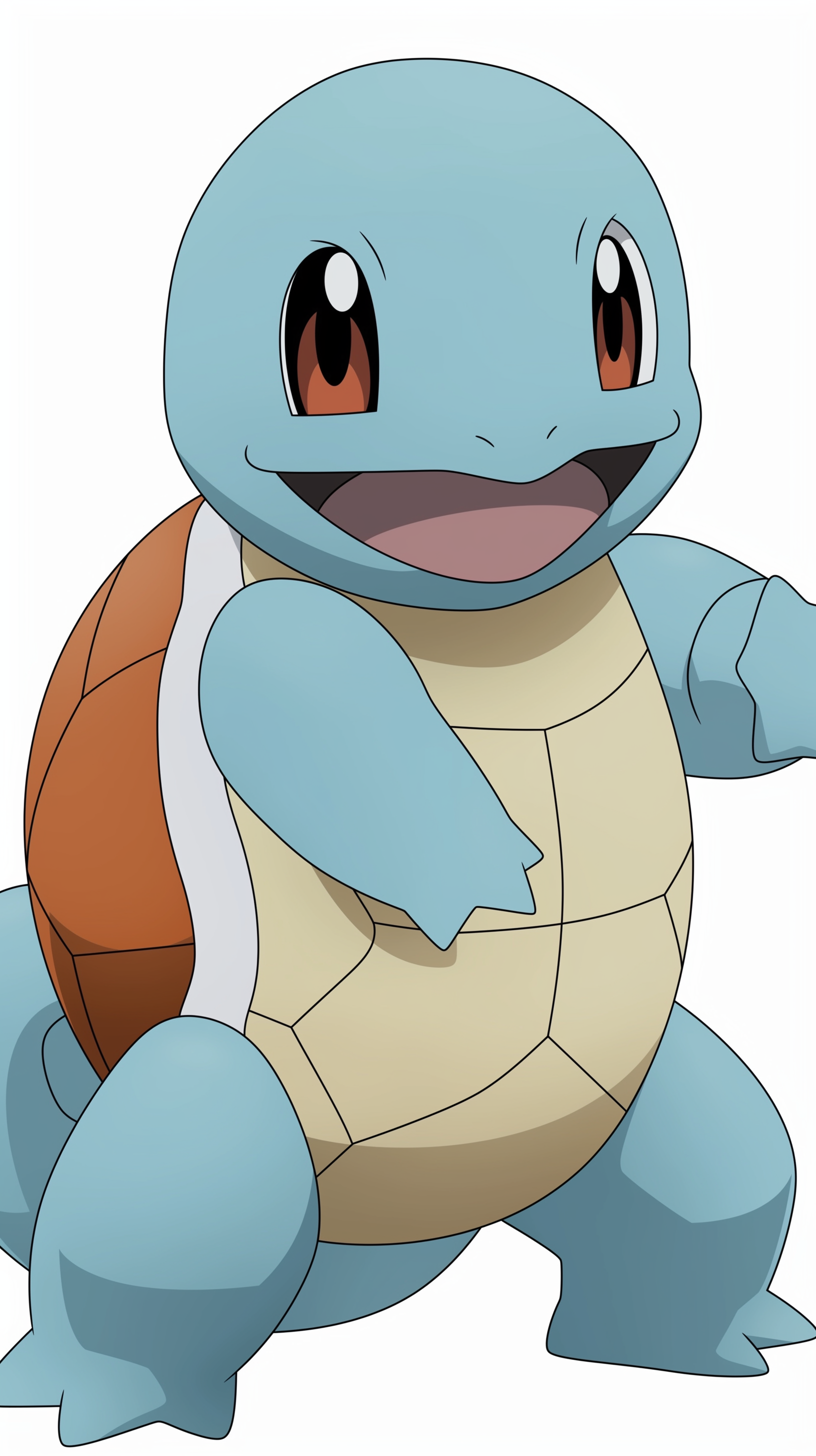 Squirtle Pokémon phone wallpaper featuring a cute, smiling Squirtle ready for action.