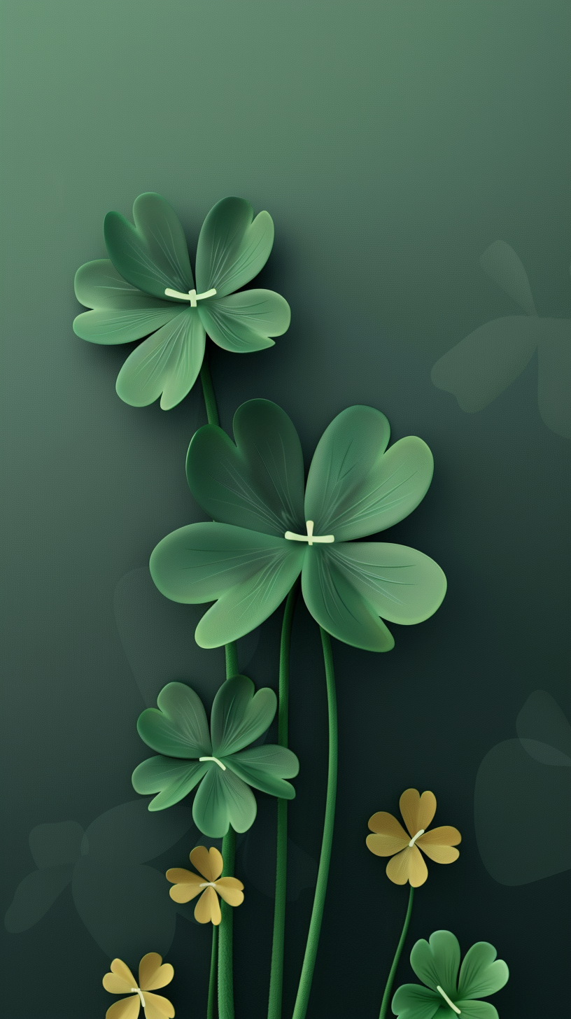 A serene phone wallpaper featuring lush green clovers intertwined with delicate yellow flowers, embodying the freshness and vibrancy of spring.