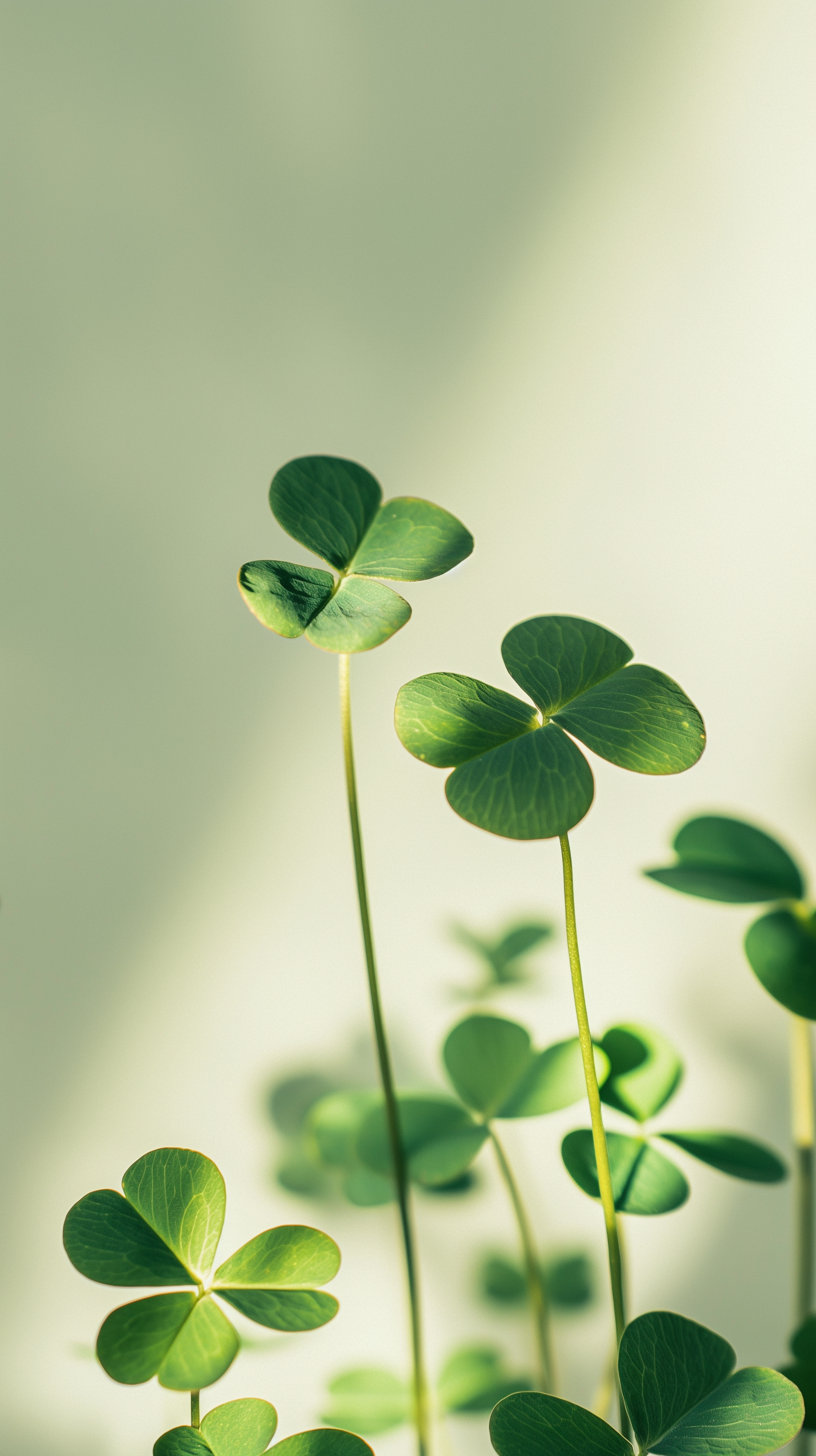 Spring-themed clover wallpaper for smartphones with a fresh and vibrant green aesthetic.