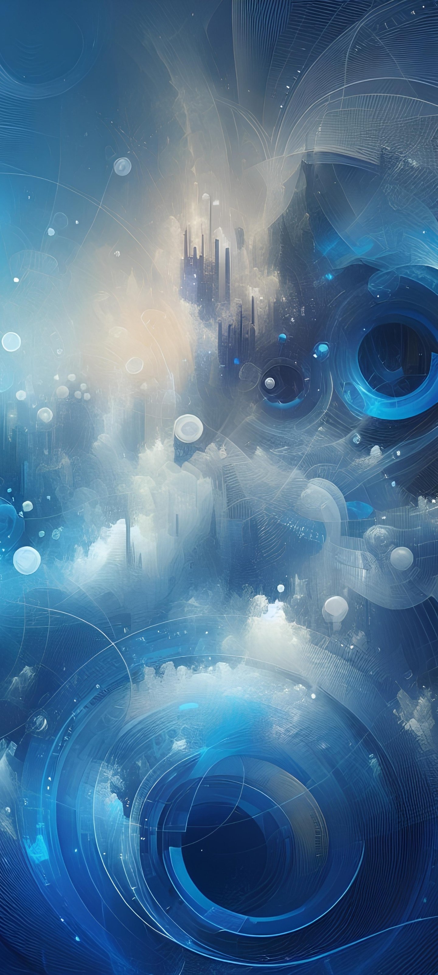 Abstract futuristic cityscape with swirling patterns by gabruwallpapers