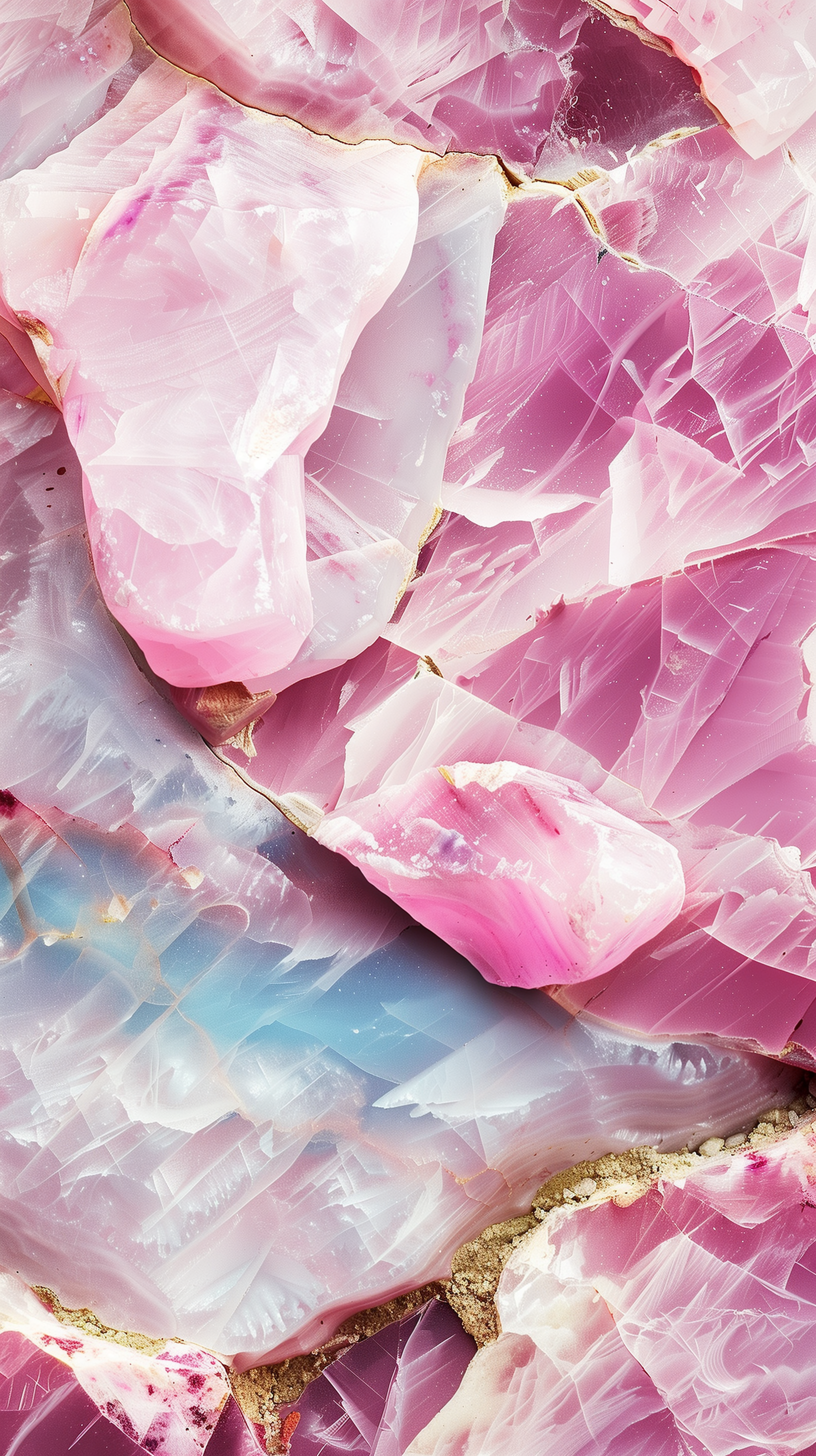 Rose quartz crystal pattern phone wallpaper.