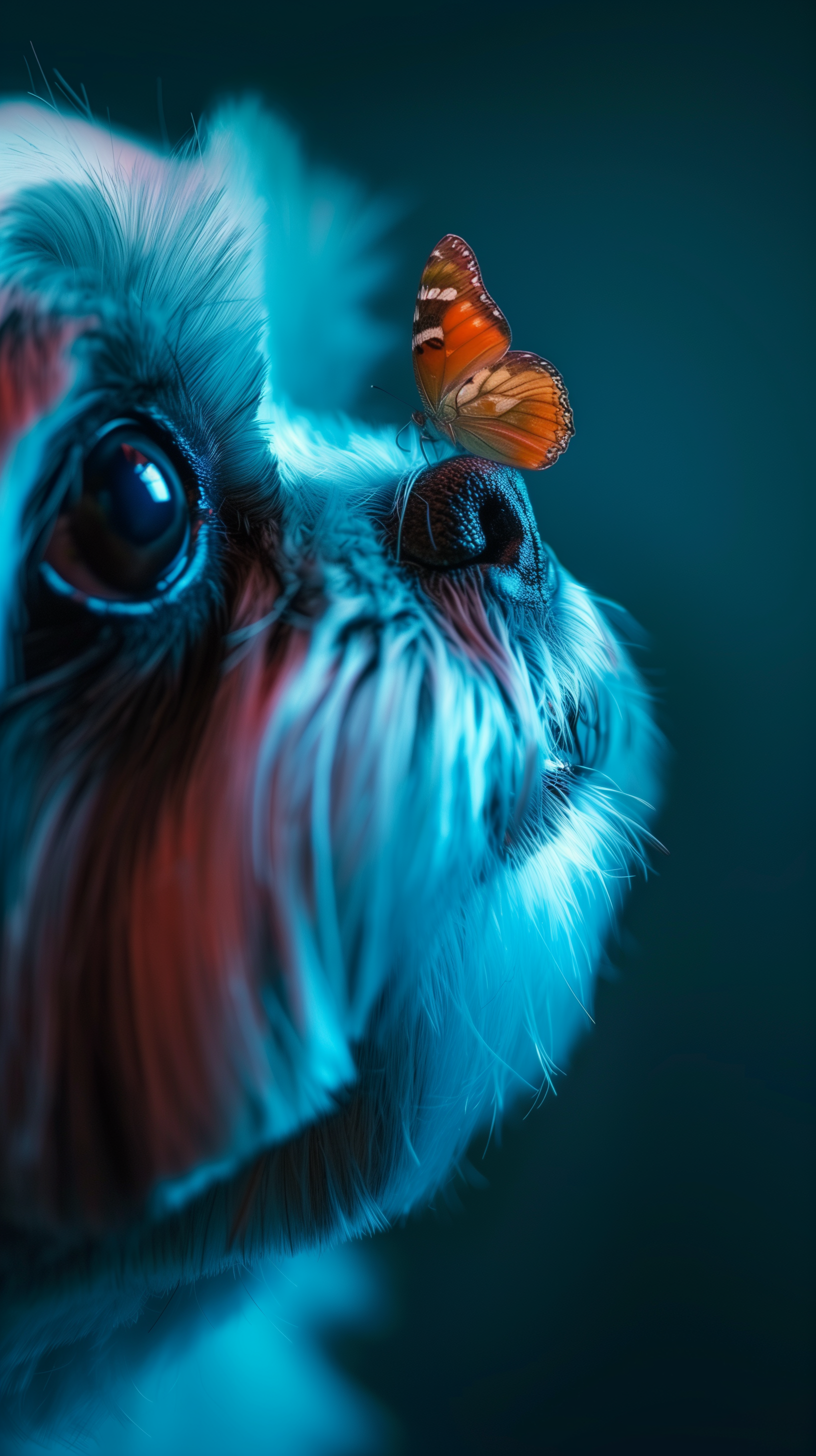 Shih Tzu dog with butterfly on nose mobile wallpaper.