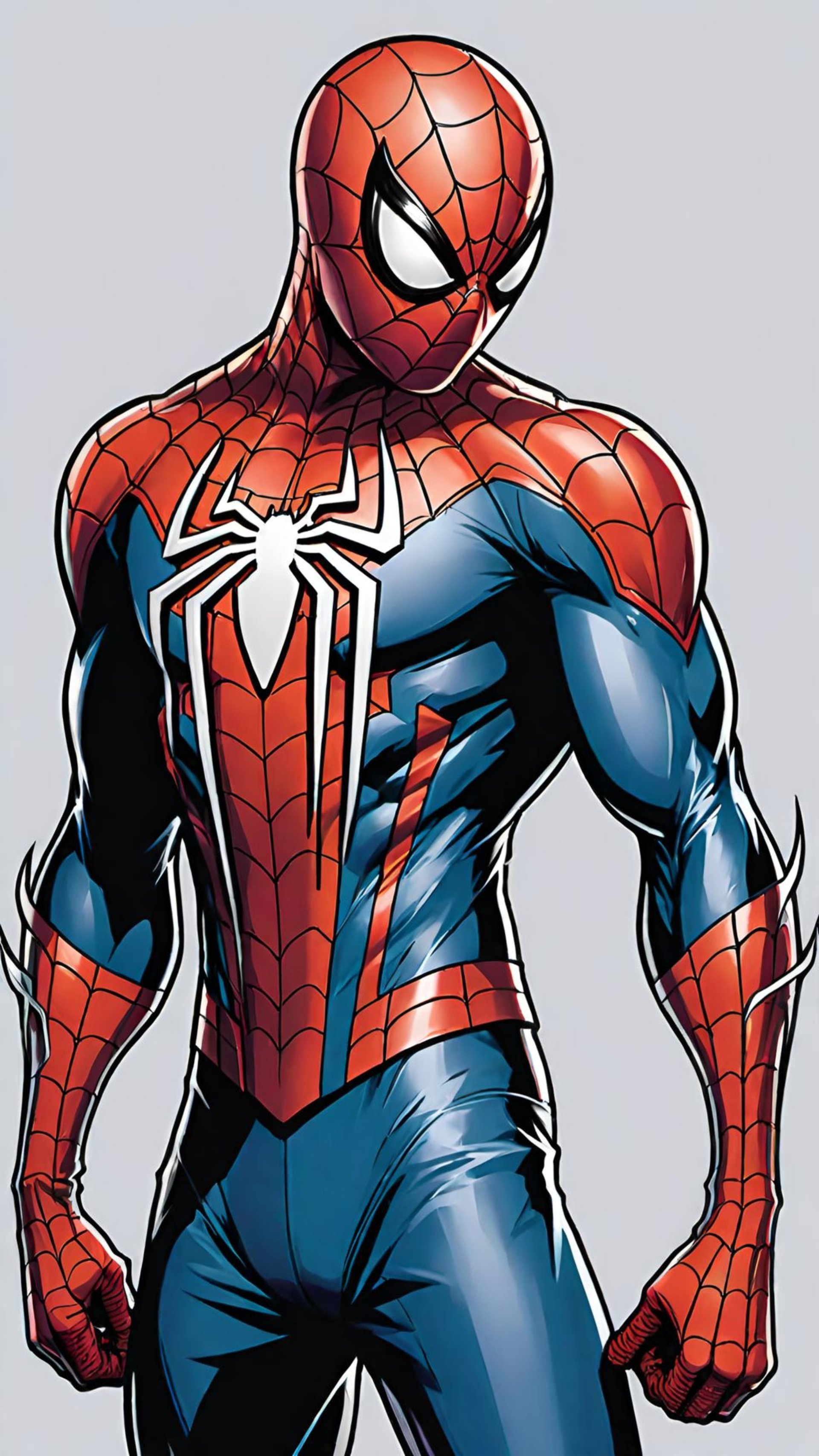 Illustration of Spider-Man in classic red and blue Marvel Comics costume, designed as a phone wallpaper compatible with iPhones and Android devices.