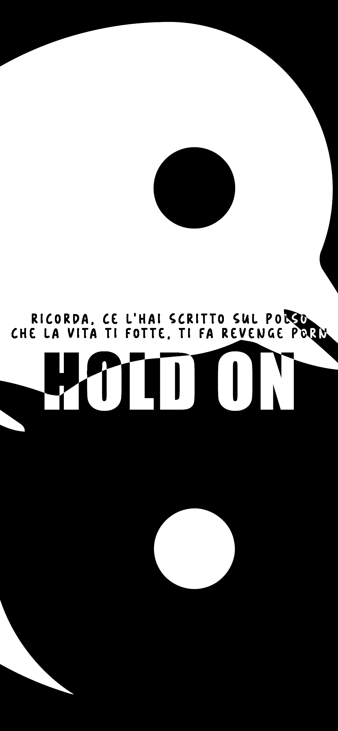 Pinguini Tattici Nucleati themed phone wallpaper featuring the PTN logo, Hold On text, and stylized penguin characters.