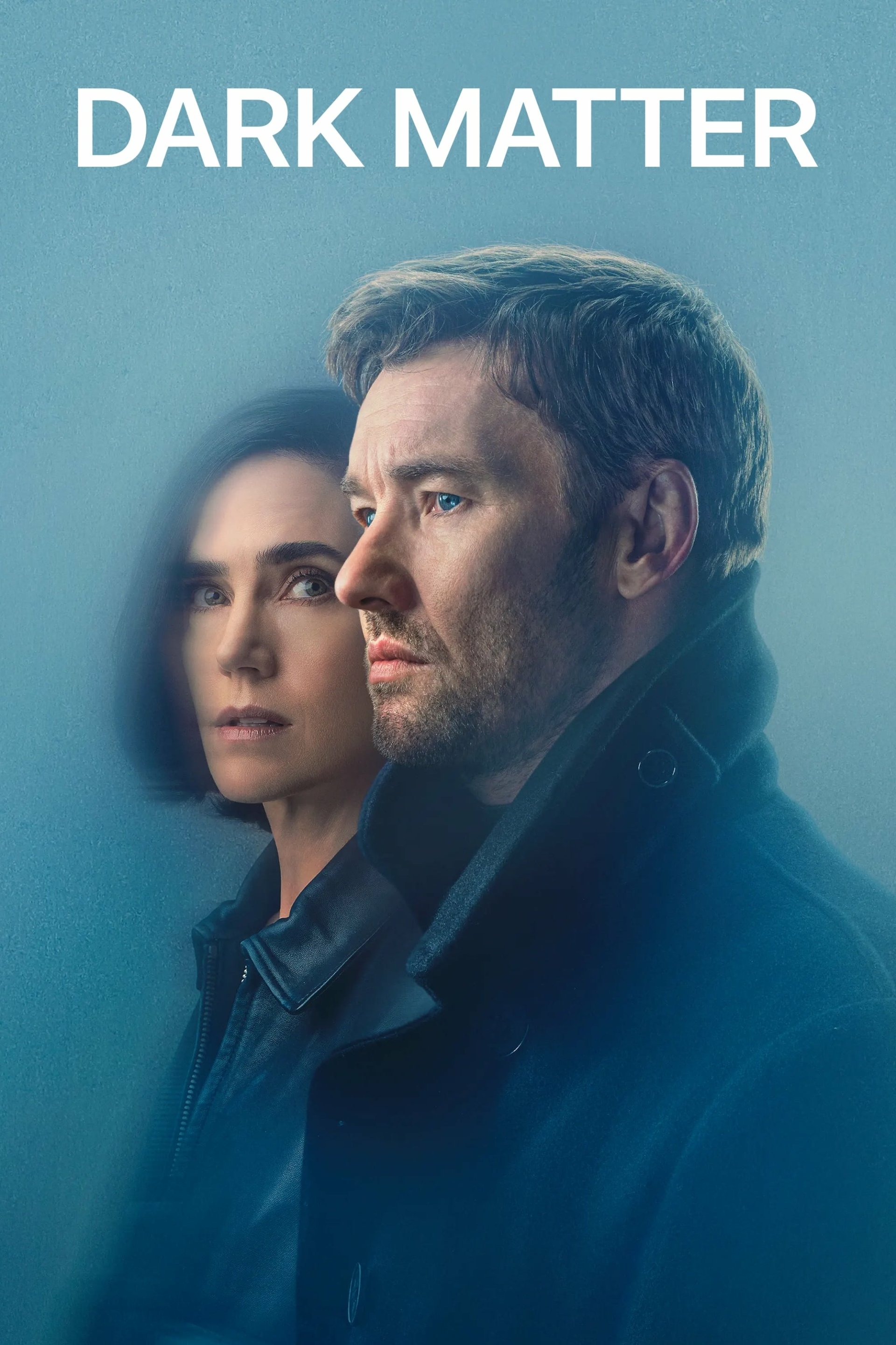 Promotional wallpaper featuring Jennifer Connelly and Joel Edgerton from the TV show Dark Matter (2024), with both actors portrayed in an intense, dramatic close-up.
