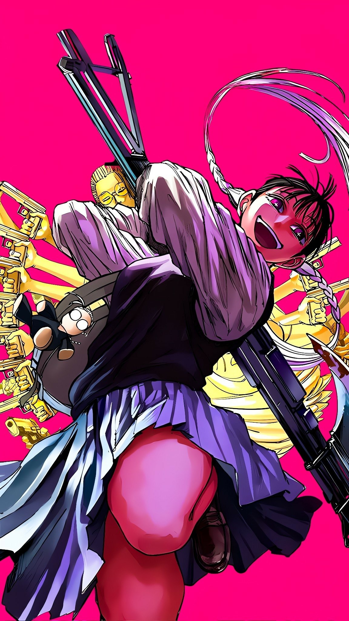 Anime-themed phone wallpaper featuring characters from Sakamoto Days, showcasing dynamic artistic style and vibrant colors. A great addition for fans of the series.