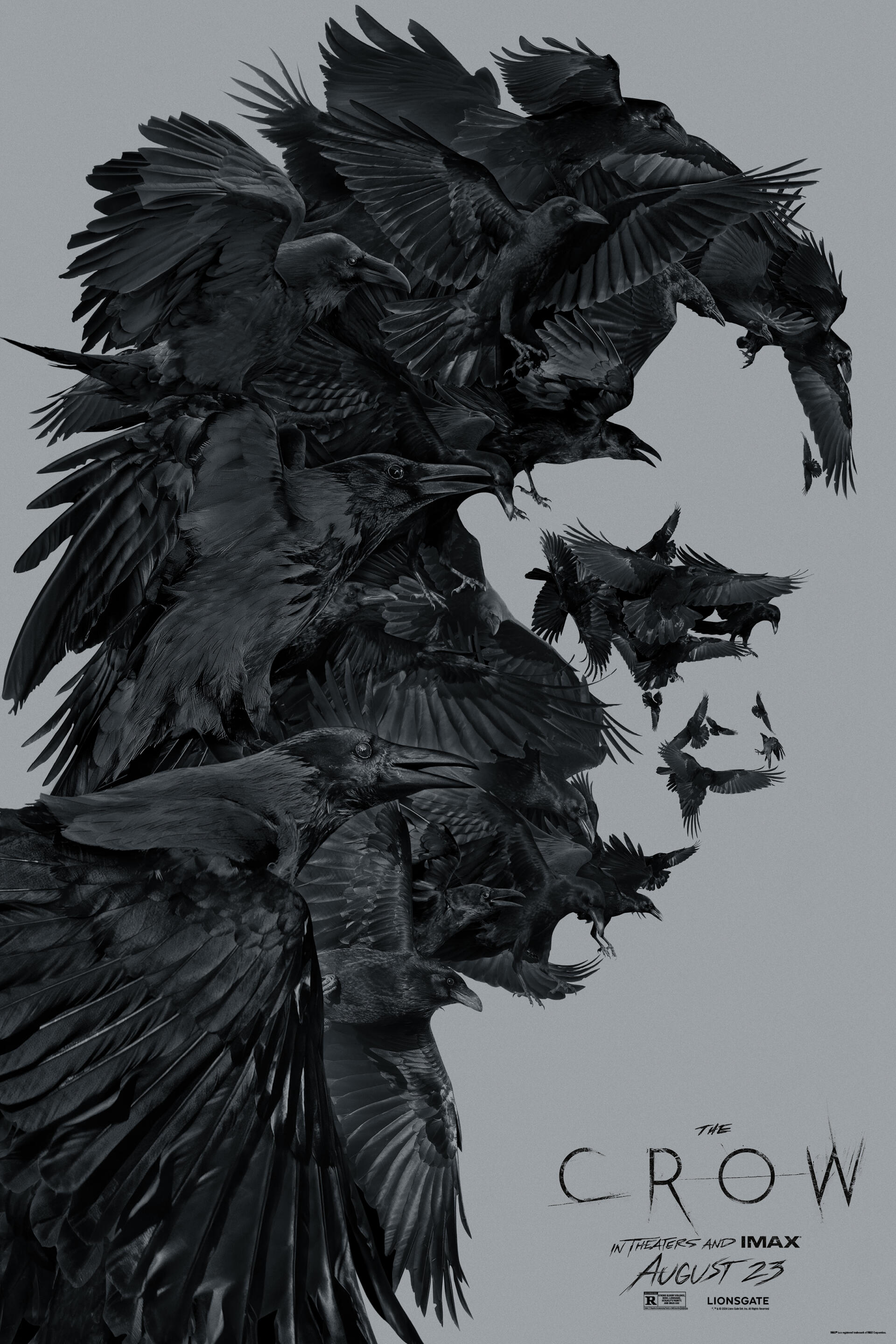 A dark-themed phone wallpaper featuring imagery related to the movie The Crow (2024), capturing its gothic style and mood.