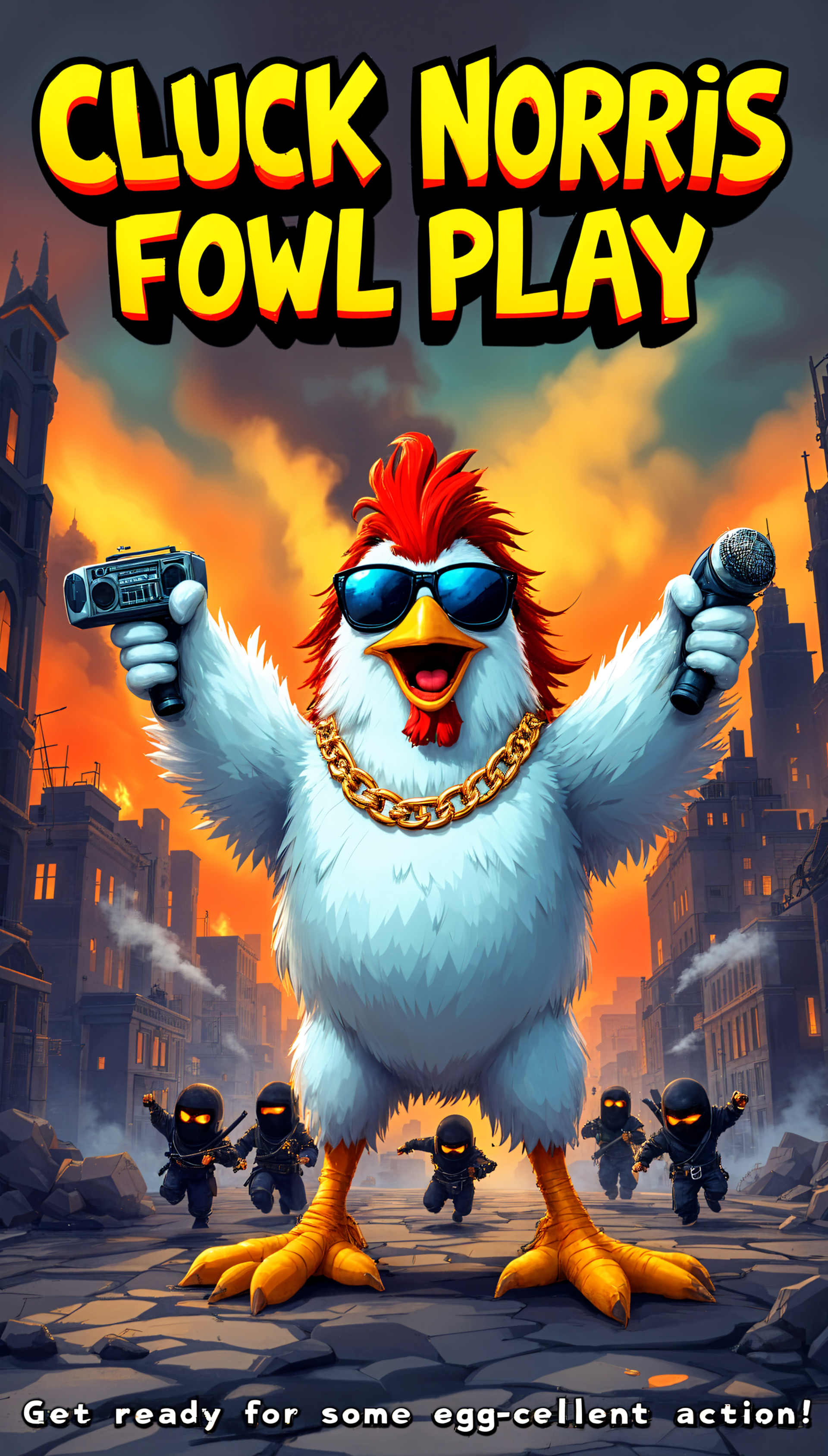 Download Comedy Cluck Norris Fowl Play Chicken Cartoon Phone Wallpaper by QuantumCurator