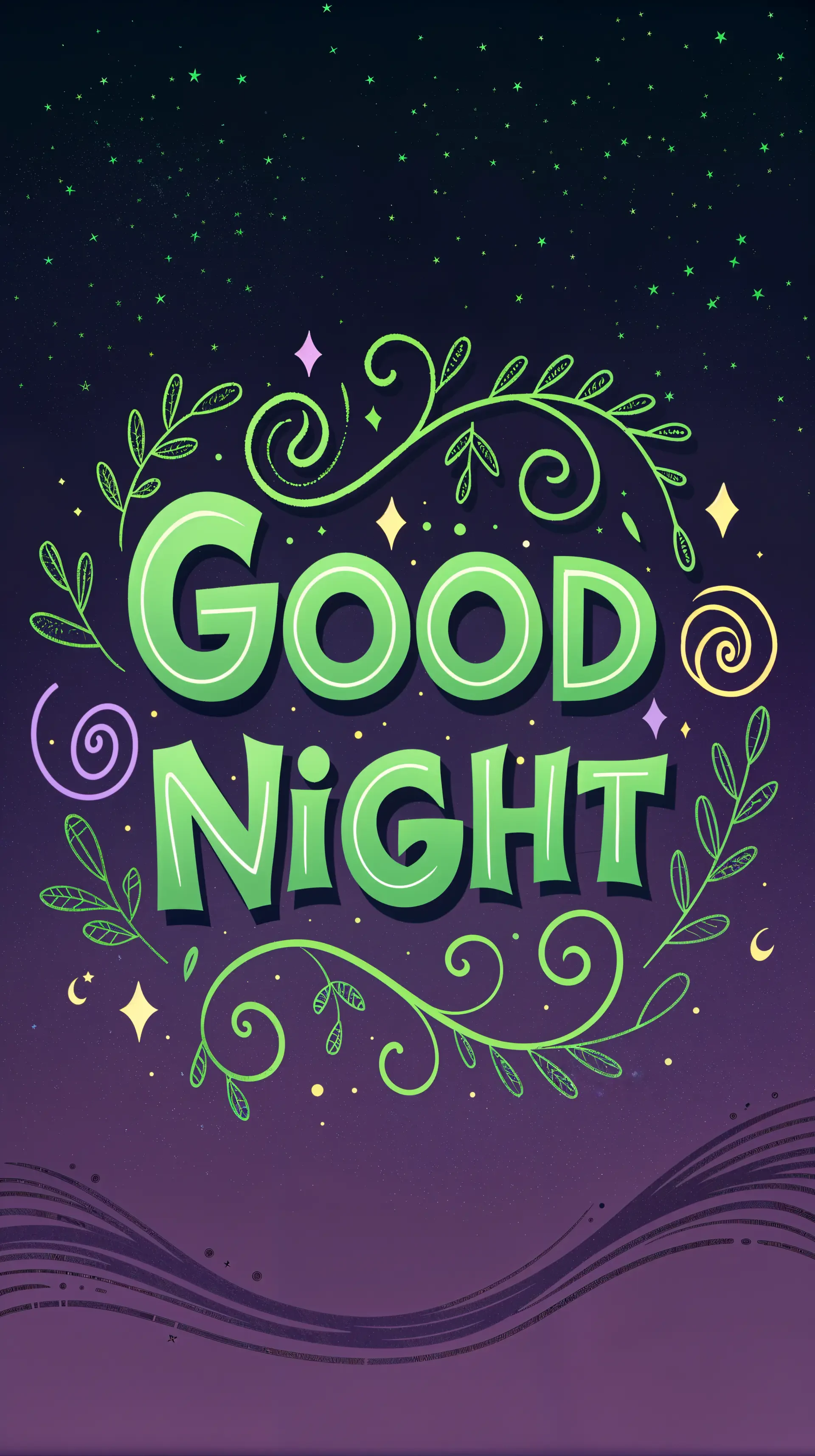 Download Good Night Night Sky Stars Typography Illustration Phone Wallpaper by QuantumCurator